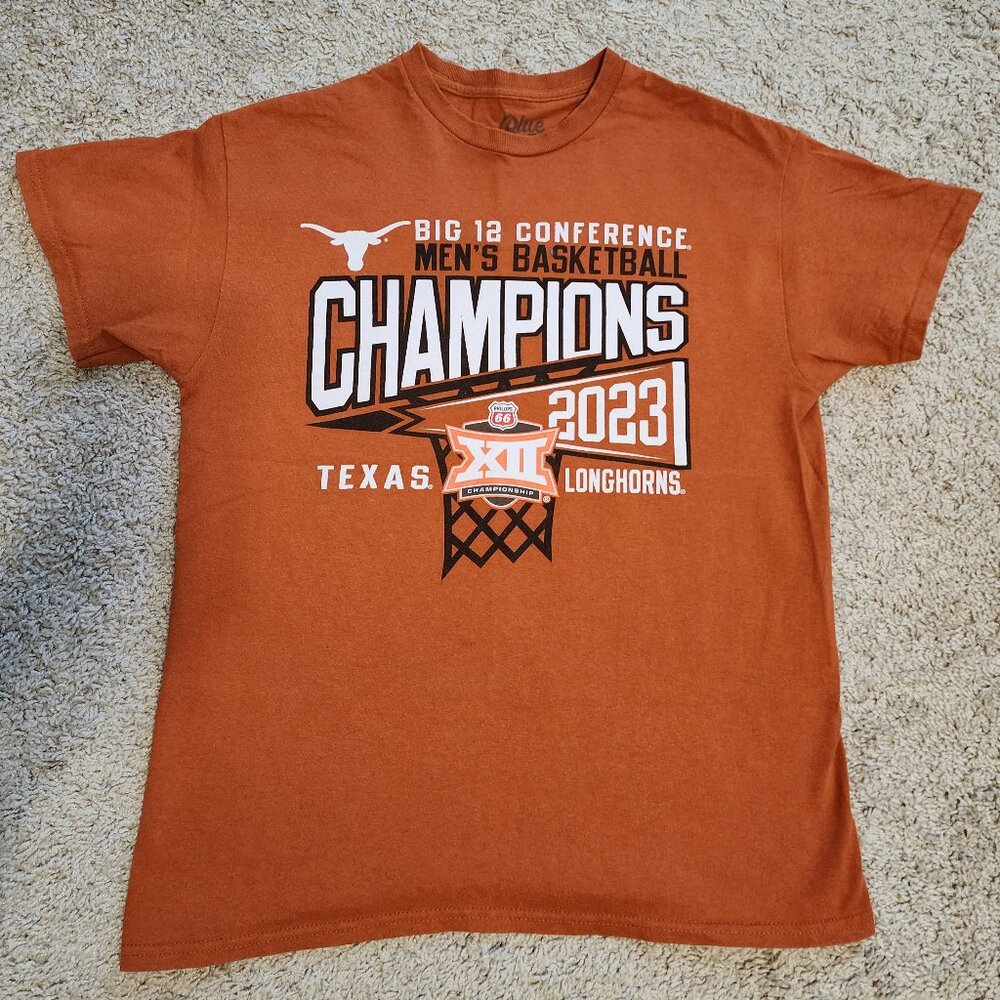 University of Texas Basketball - 2023 Big 12 Champs T Shirt - Blue 84 - Medium